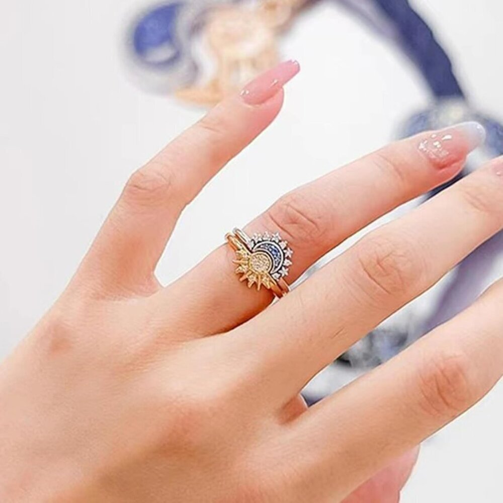 Sun And Moon Ring Set Stackable Rings For Women, … - image 2